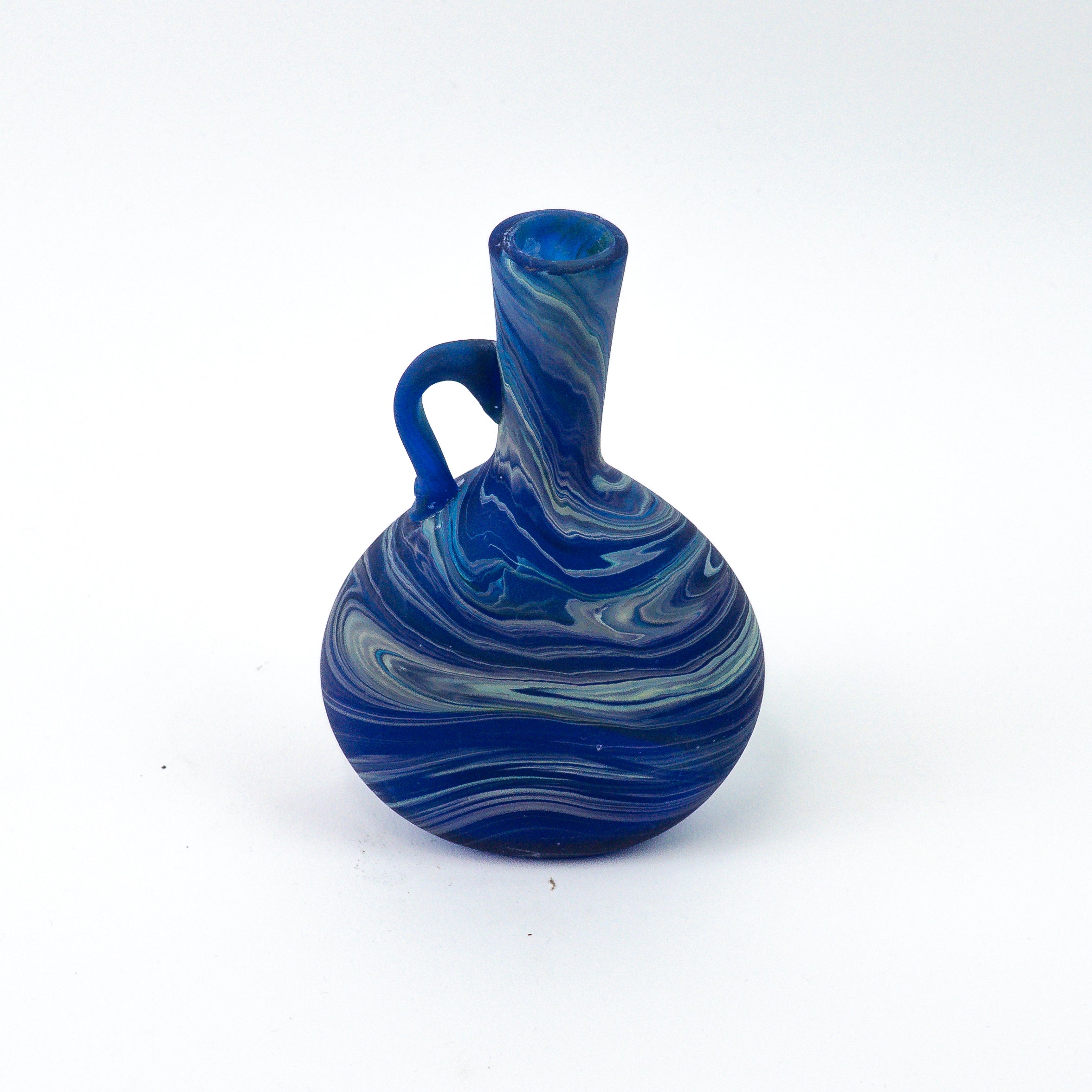 Hebron Mini- Karaffe / Vase Blau – Recyceltes Glas & Handgeblasen