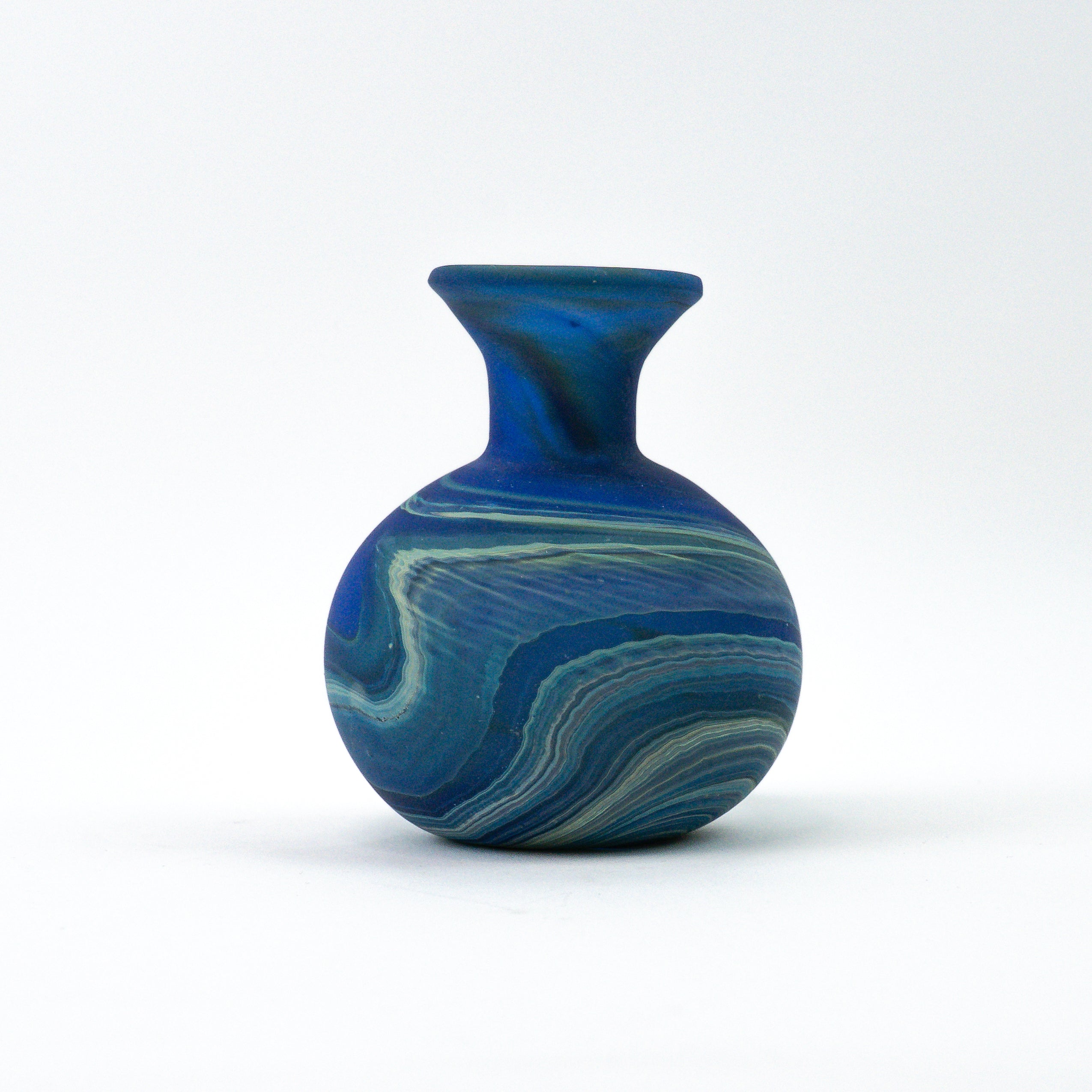 Hebron Mini Vase Blau – Recyceltes Glas & Handgeblasen