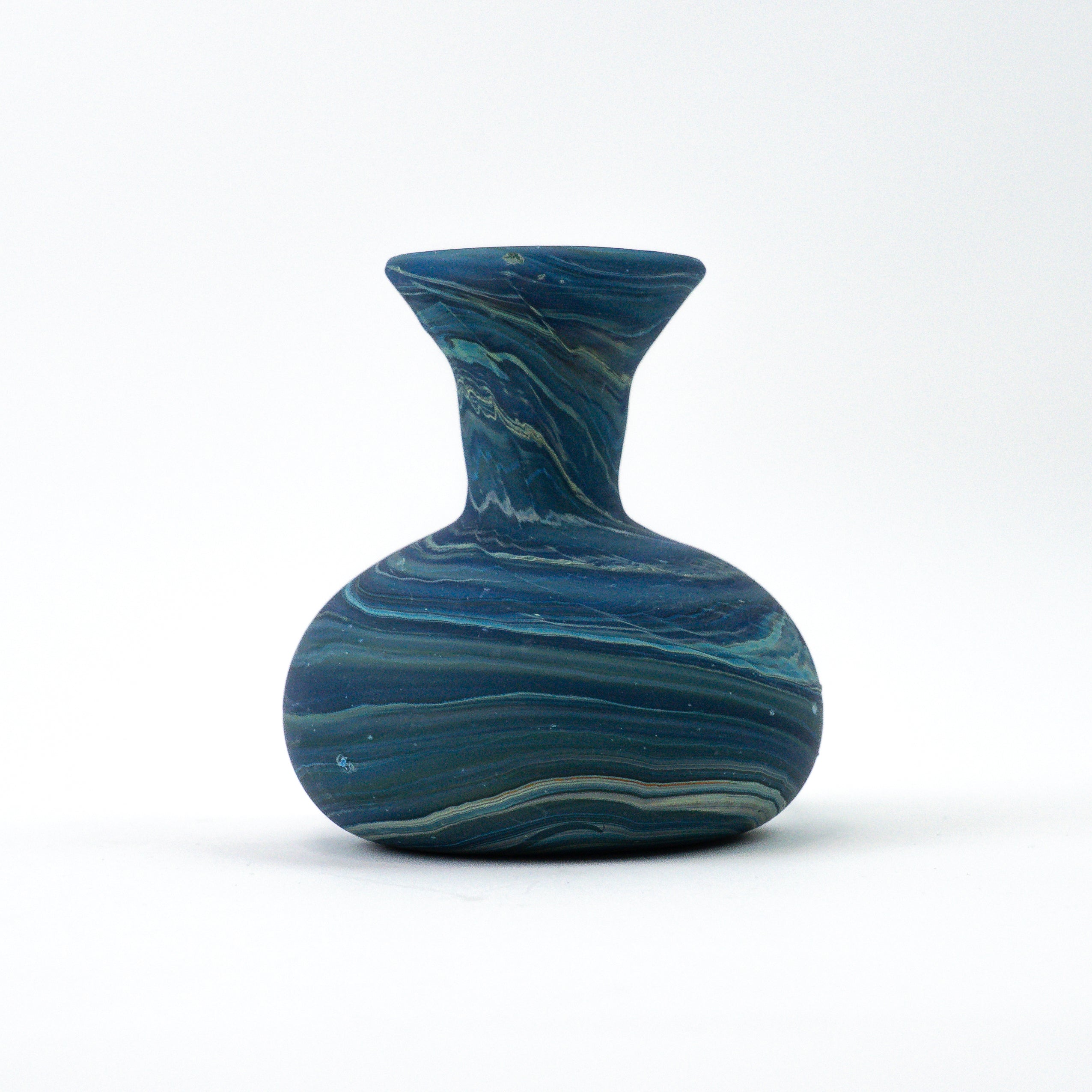 Hebron Mini Vase Blau – Recyceltes Glas & Handgeblasen