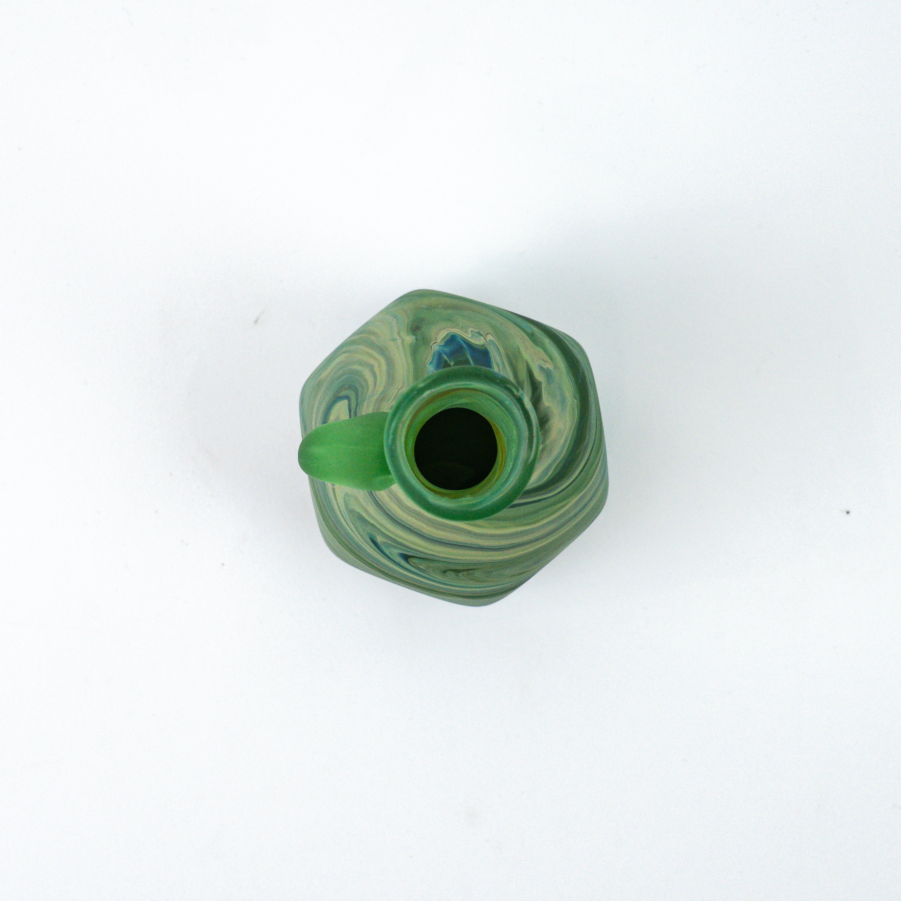 Hebron Mini- Karaffe / Vase Grün Blau – Recyceltes Glas & Handgeblasen