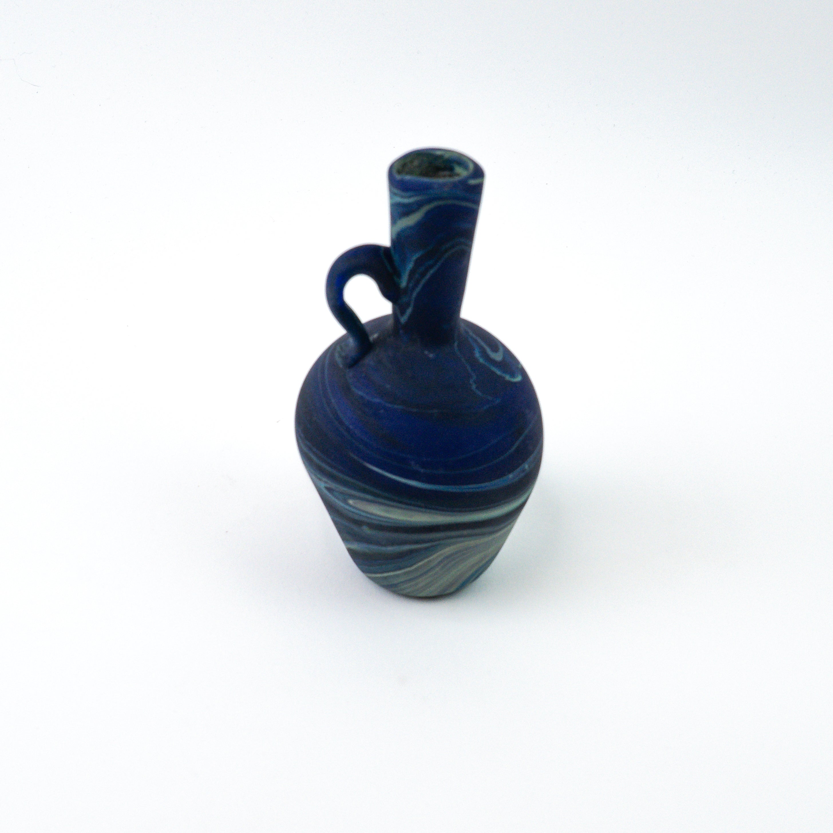 Hebron Mini- Karaffe / Vase Blau – Recyceltes Glas & Handgeblasen