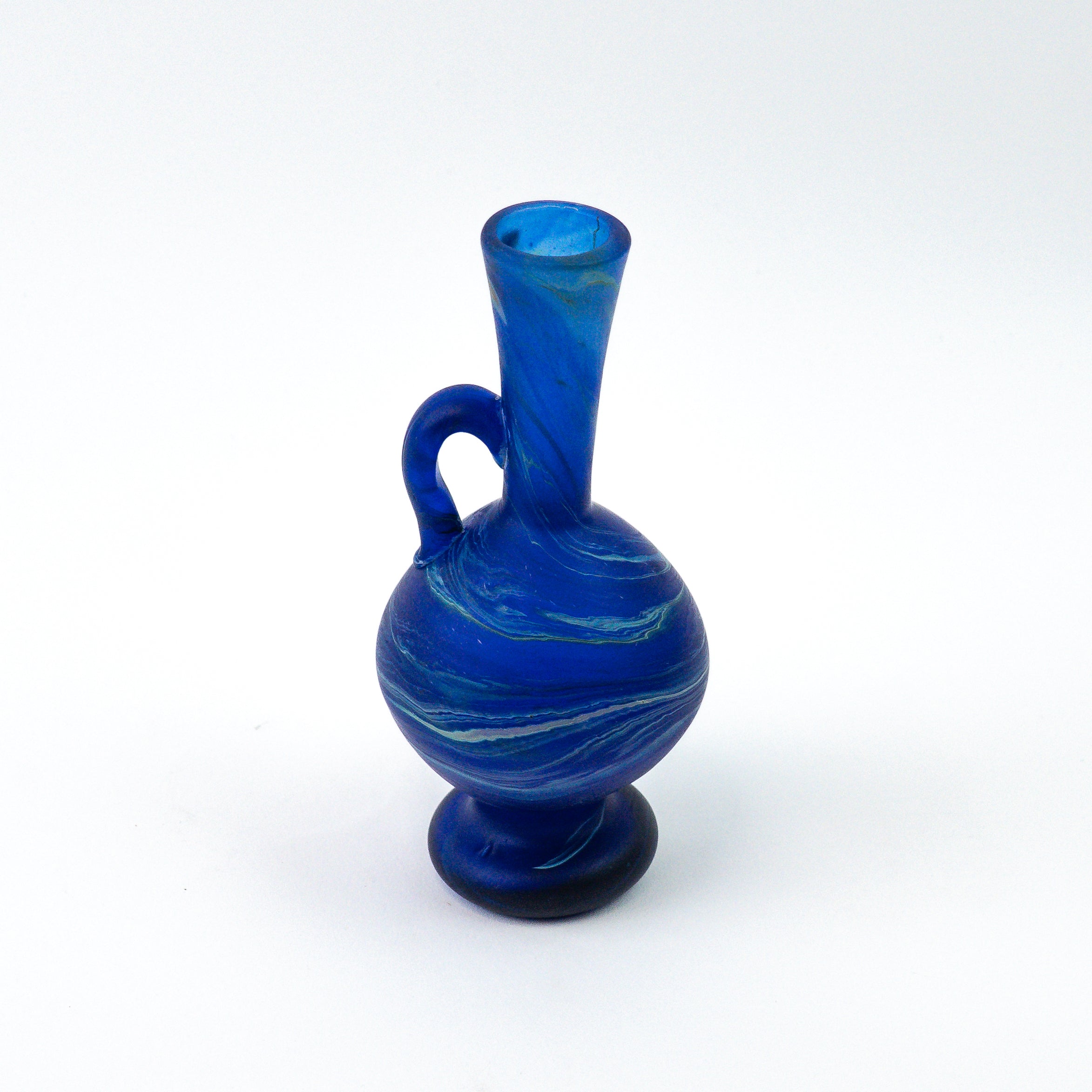 Hebron Mini- Karaffe / Vase Blau – Recyceltes Glas & Handgeblasen