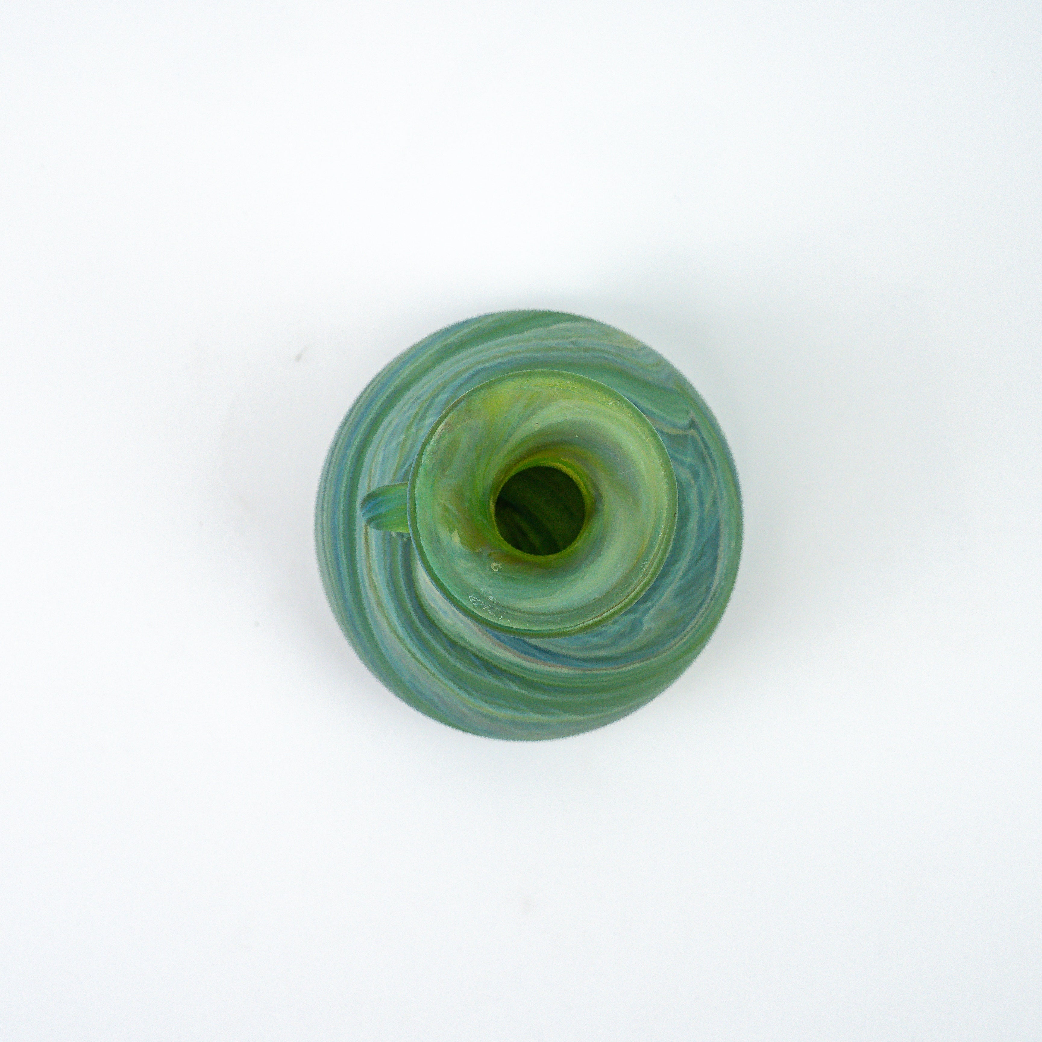 Hebron Mini- Karaffe / Vase Grün – Recyceltes Glas & Handgeblasen