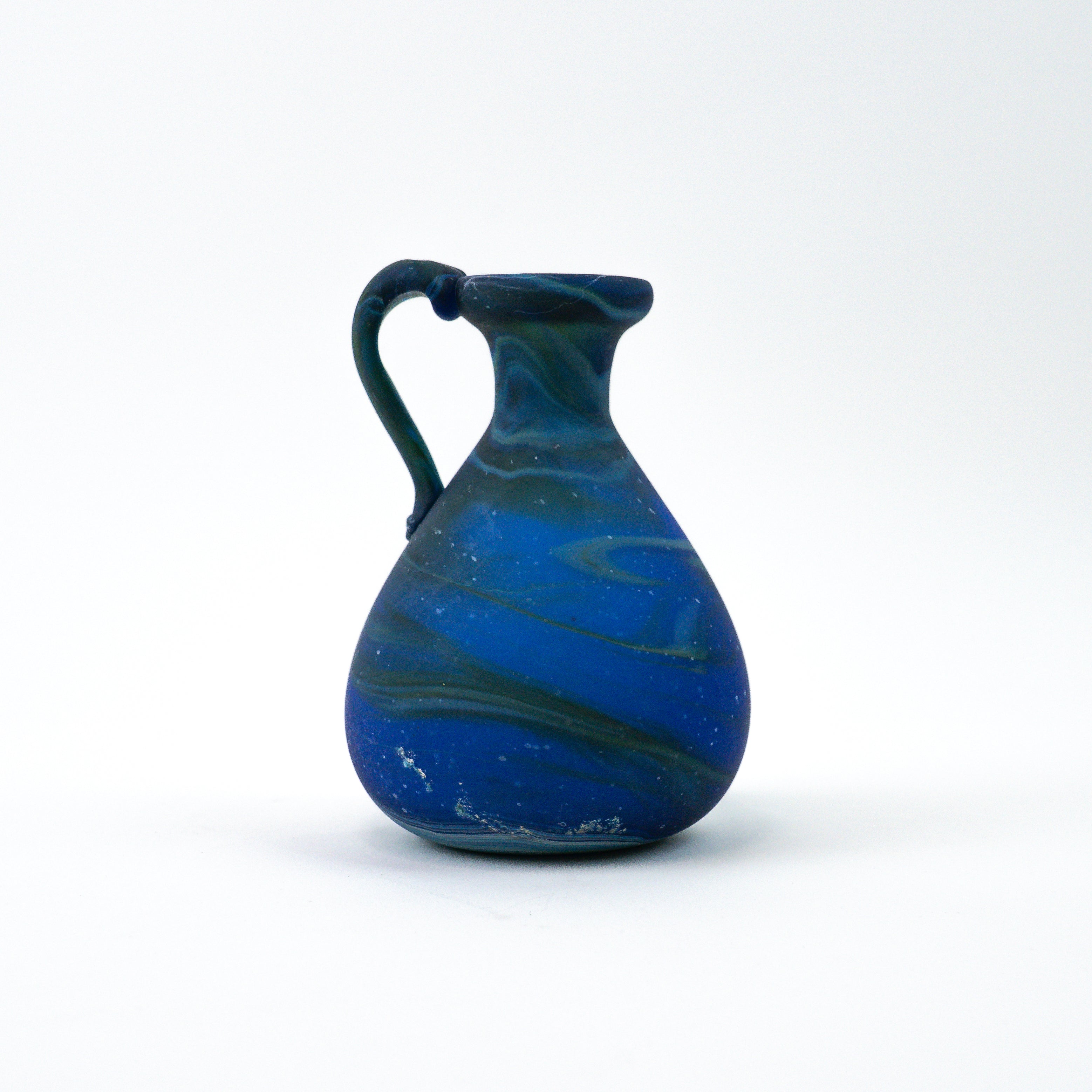 Hebron Mini- Karaffe / Vase Blau – Recyceltes Glas & Handgeblasen
