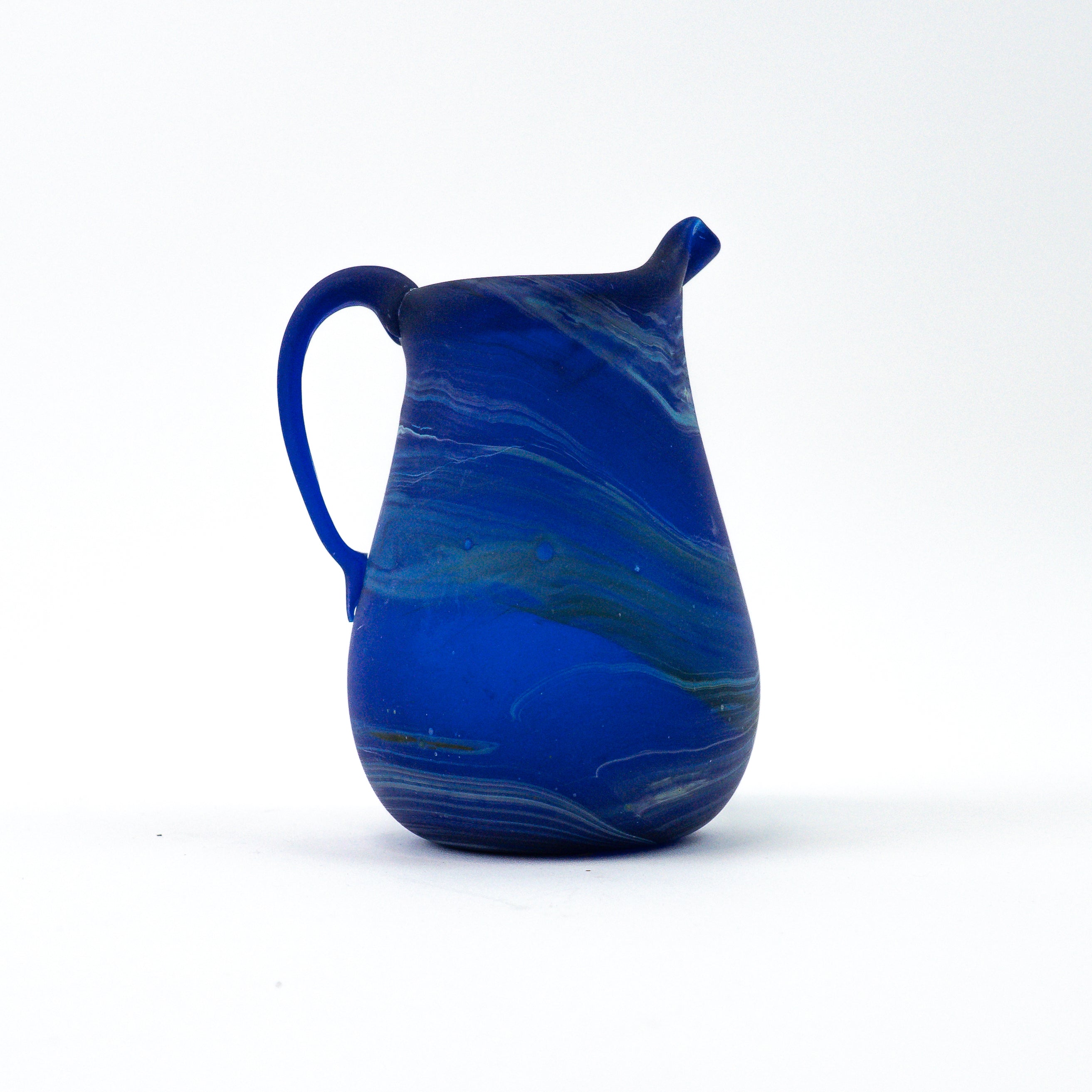 Hebron Mini- Karaffe / Vase Blau – Recyceltes Glas & Handgeblasen