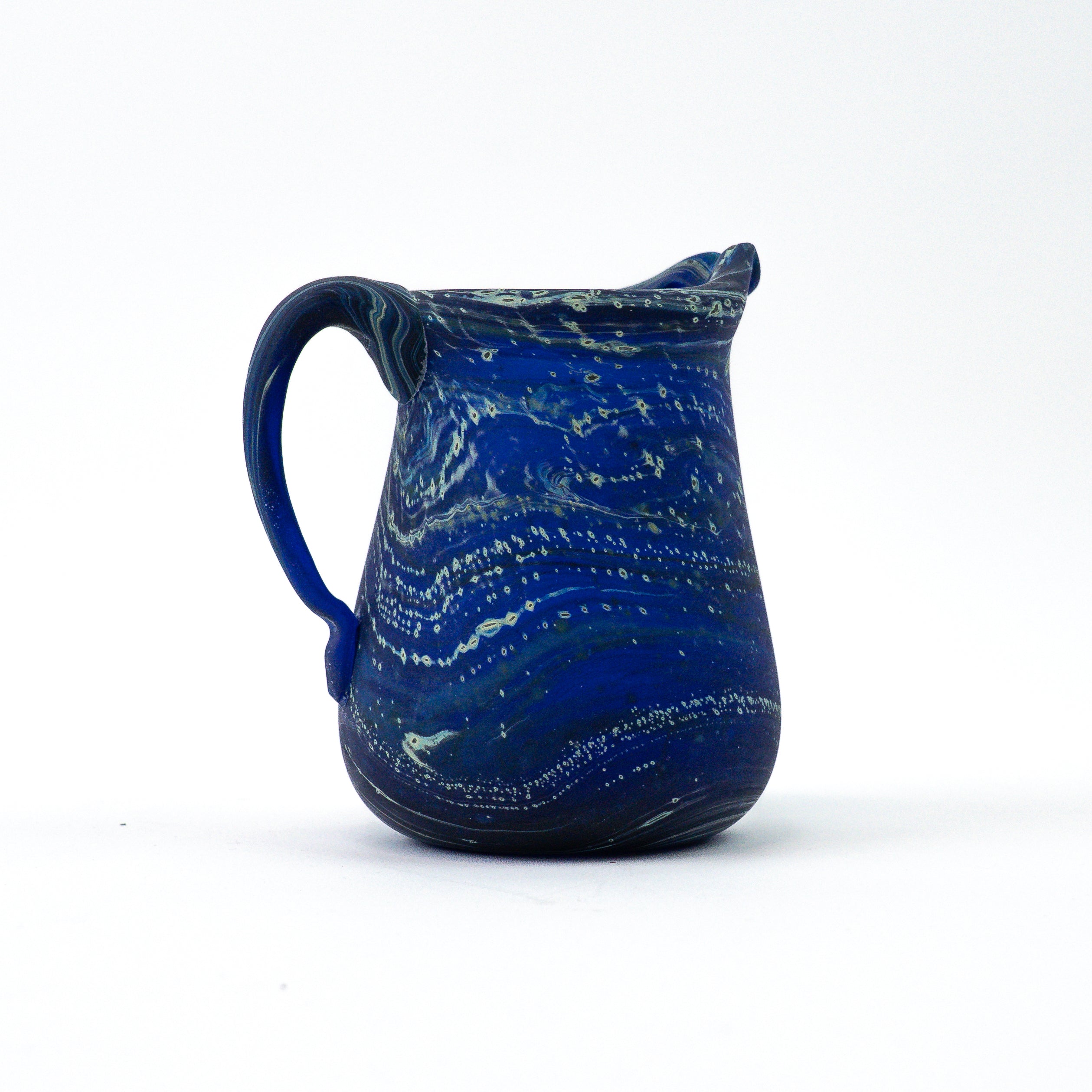 Hebron Mini- Karaffe / Vase Blau – Recyceltes Glas & Handgeblasen