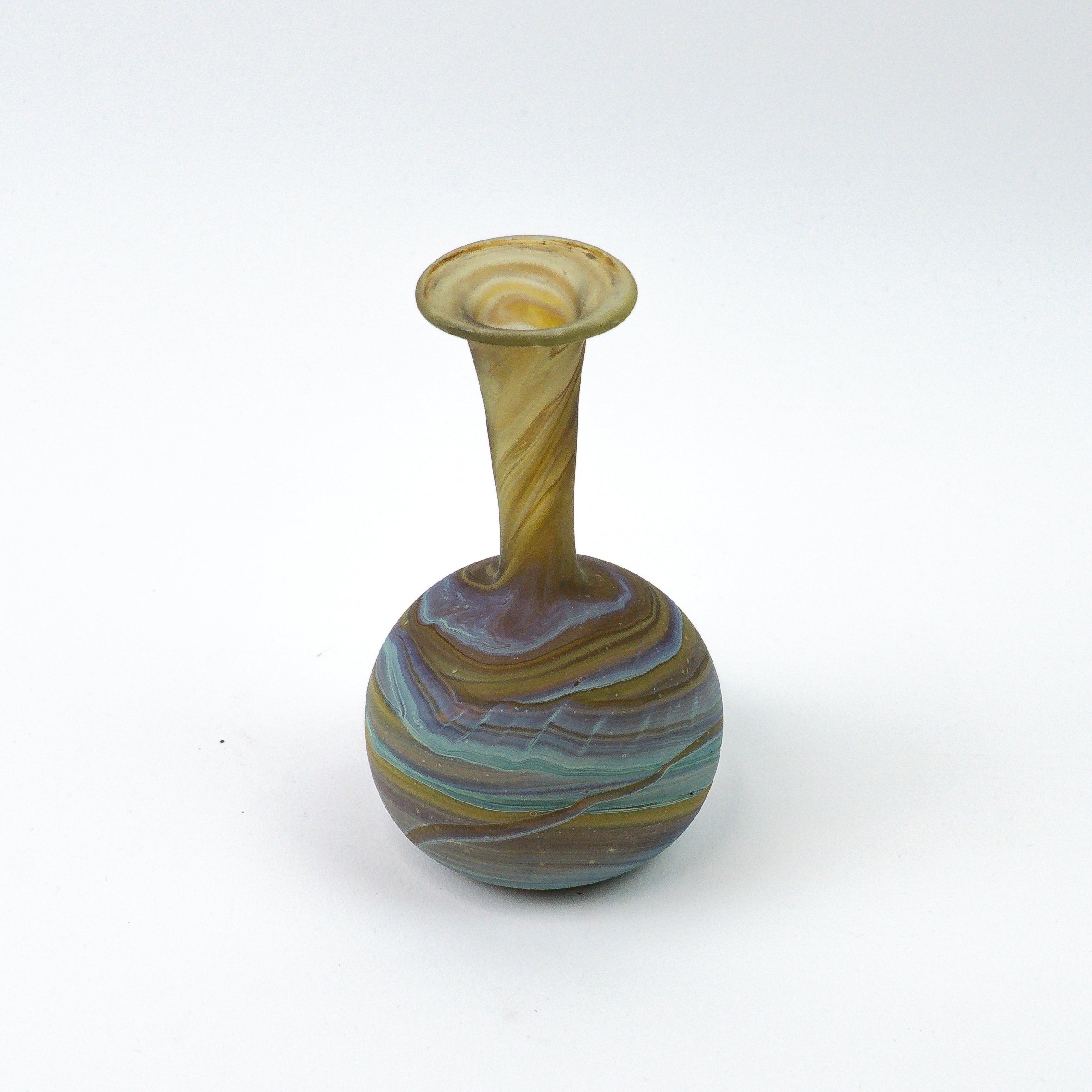 Hebron Mini Vase Braun Blau – Recyceltes Glas & Handgeblasen