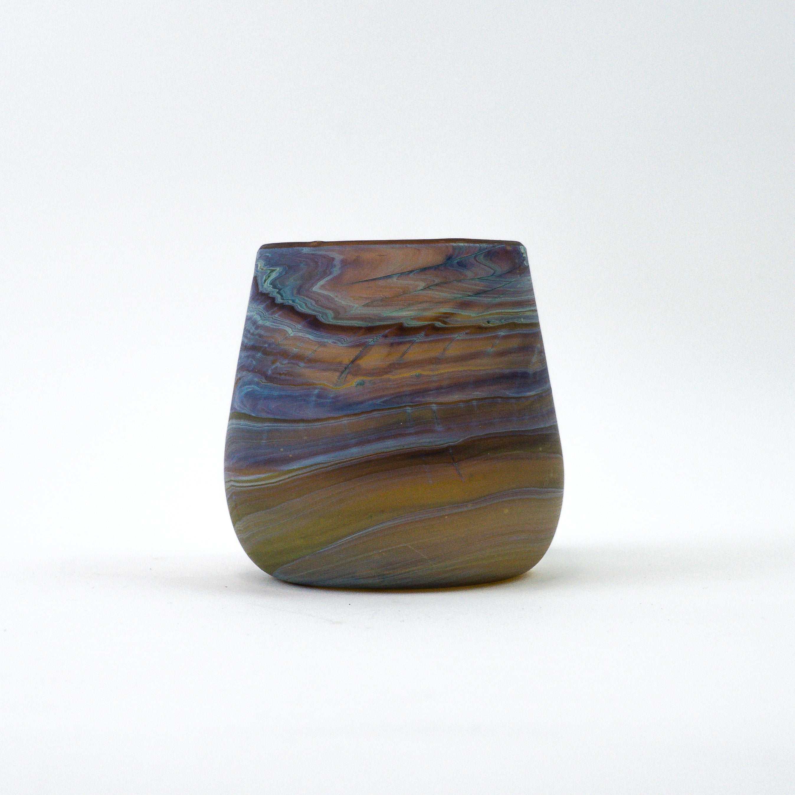 Hebron Tasse Braun Blau – Recyceltes Glas & Handgeblasen