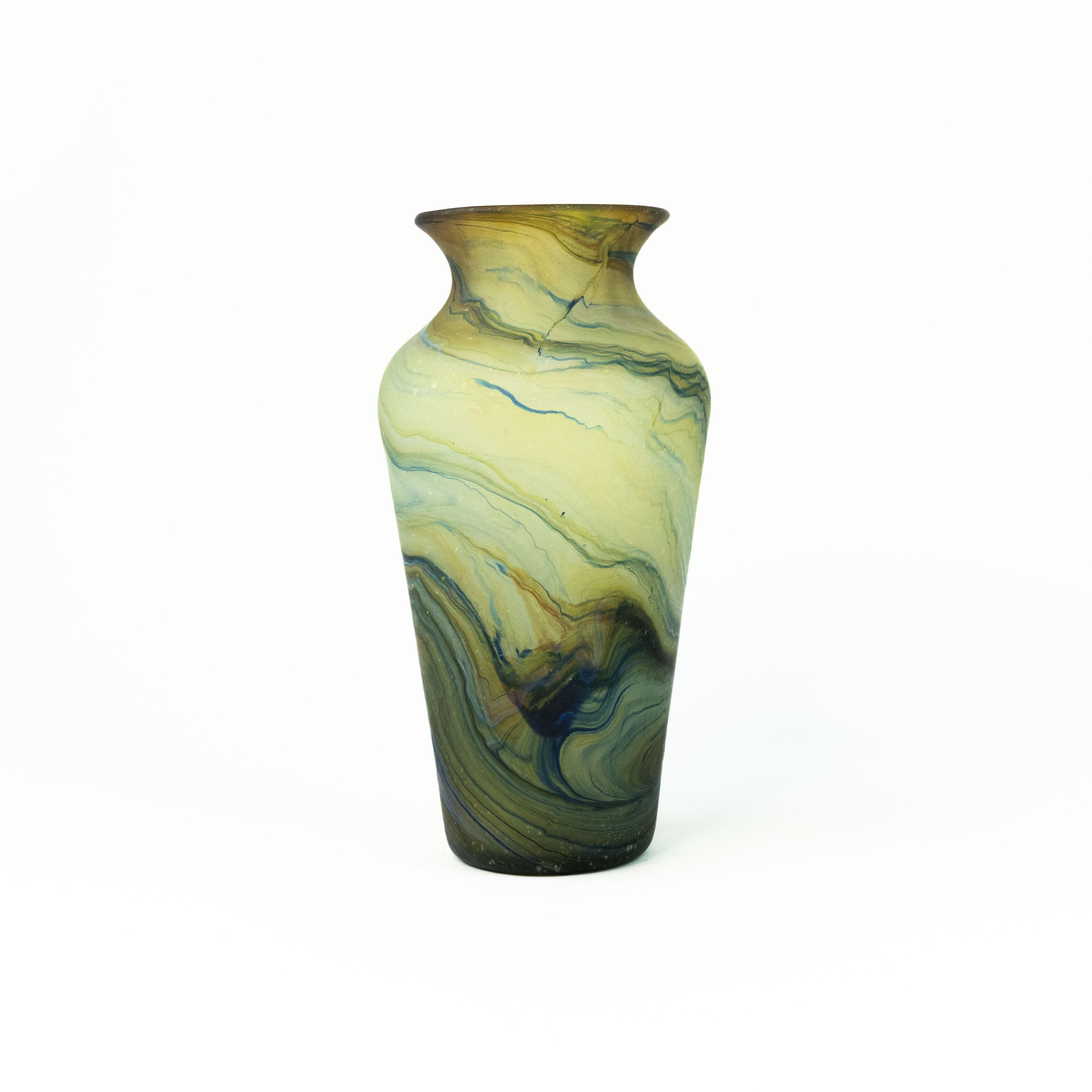 NEU Vase Trikolore Limette – Recyceltes Glas & Handgeblasen