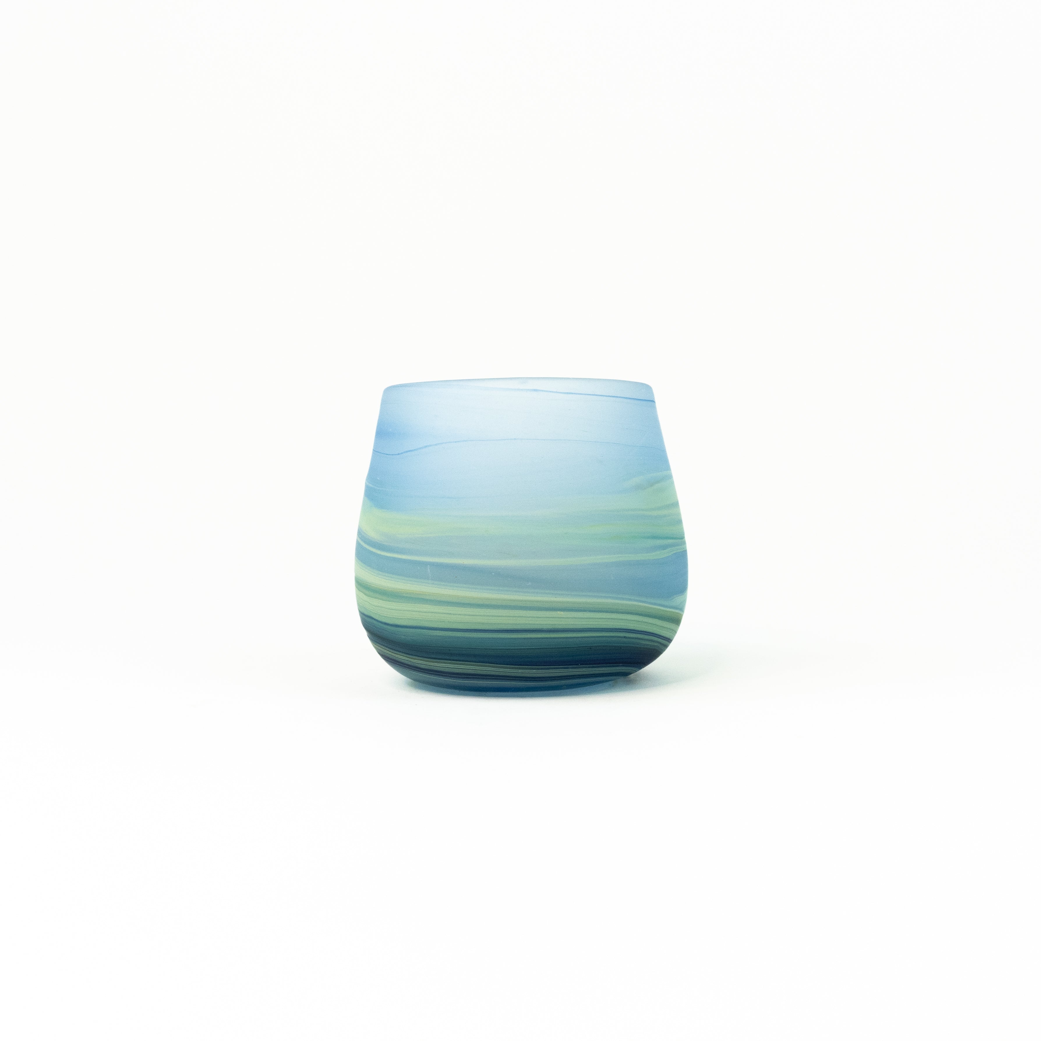 Neu Glas Babyblue ± 400 curved/short – Recyceltes Glas & Handgeblasen