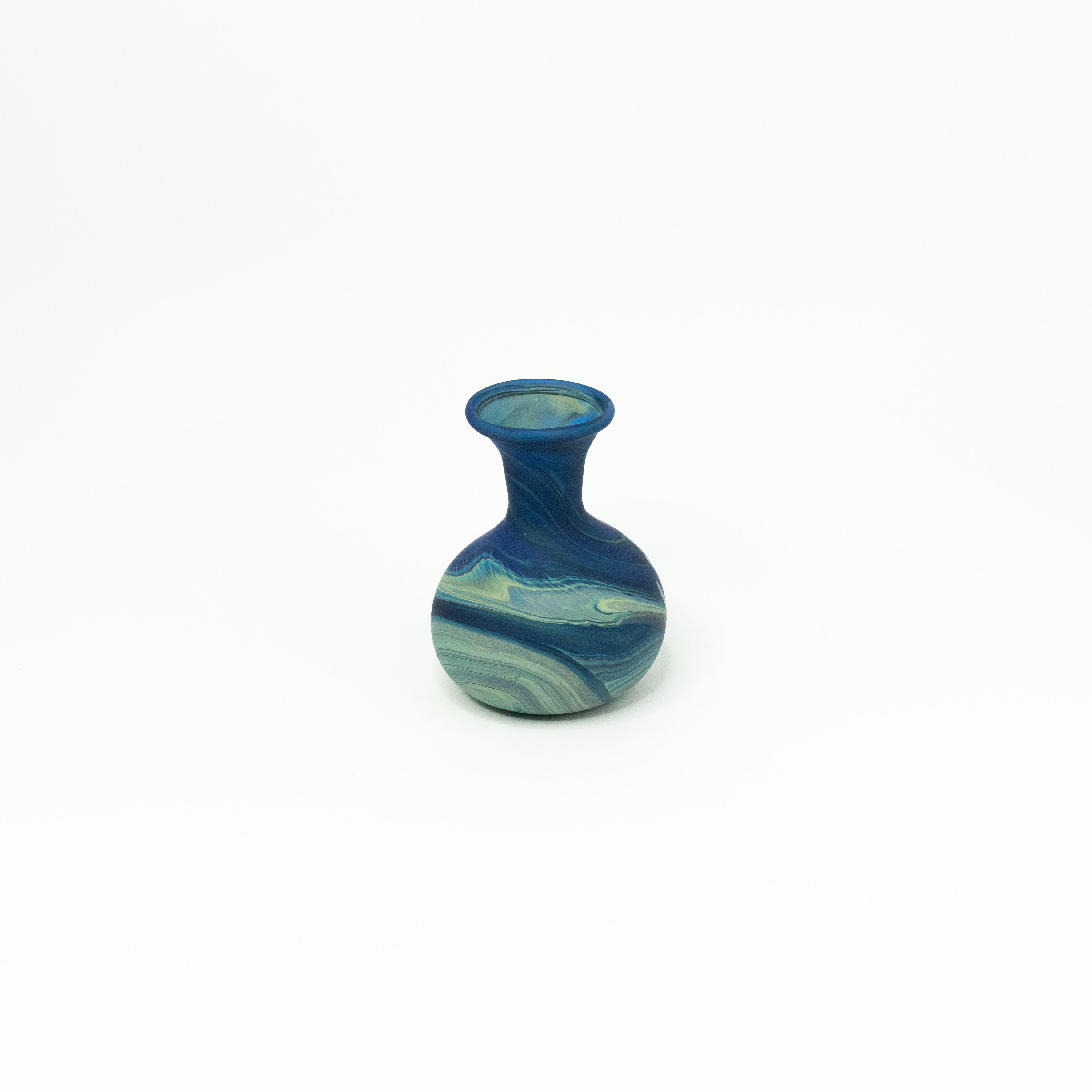 NEU Deko Mini Vase / Karaffe blau – Recyceltes Glas & Handgeblasen