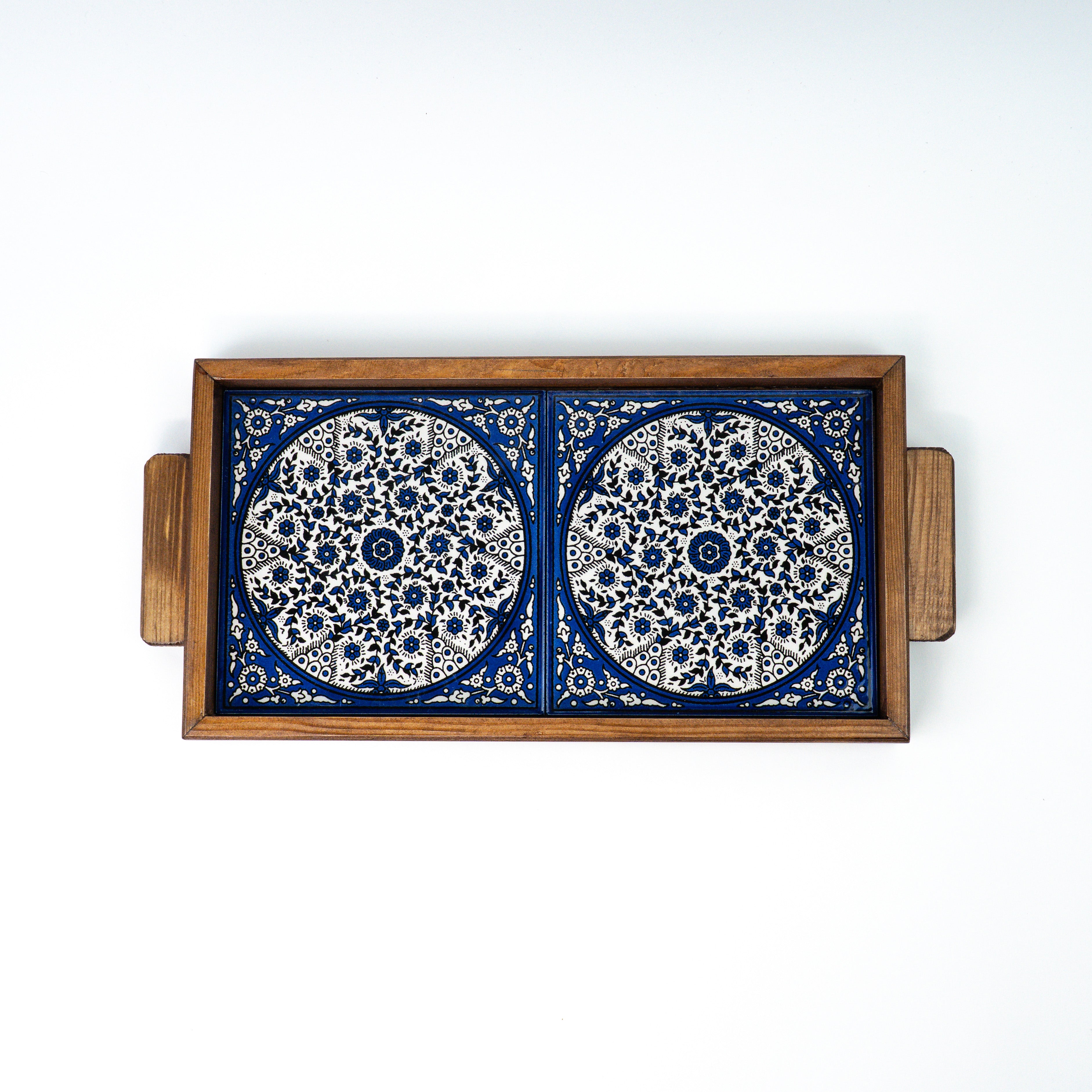 Servierplatte blau braun