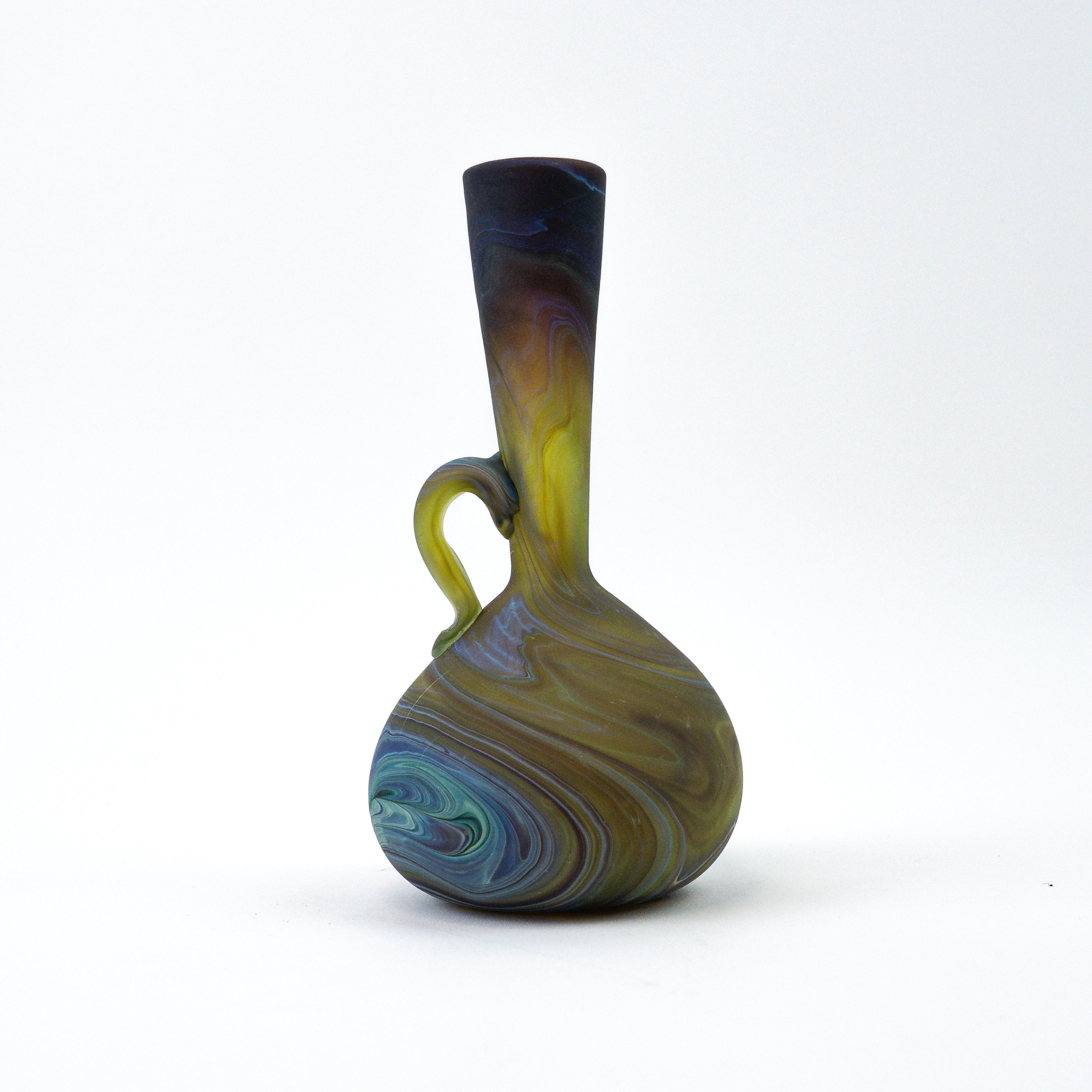 Hebron Mini- Karaffe / Vase Braun Blau – Recyceltes Glas & Handgeblasen