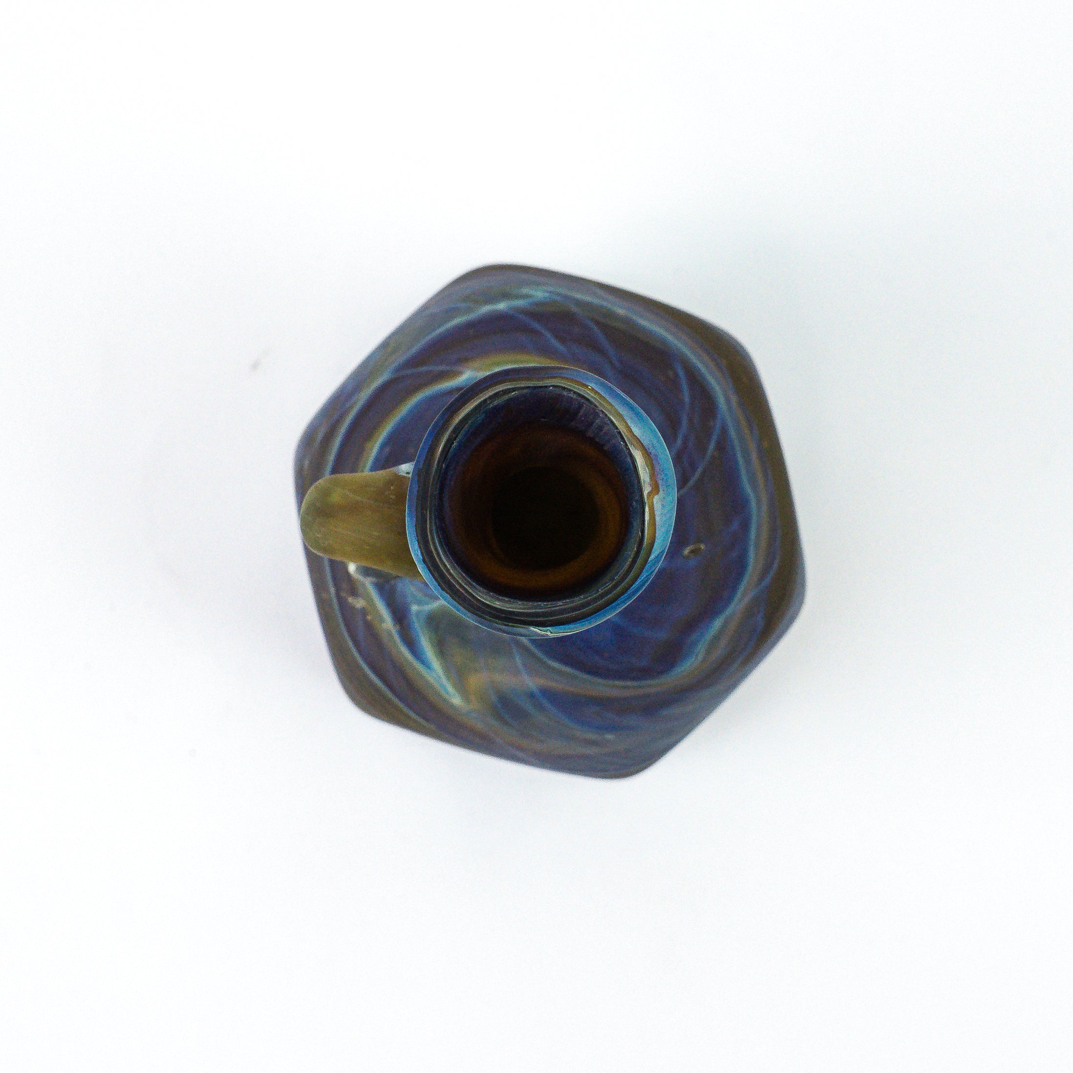 Hebron Mini- Karaffe / Vase braun Blau – Recyceltes Glas & Handgeblasen