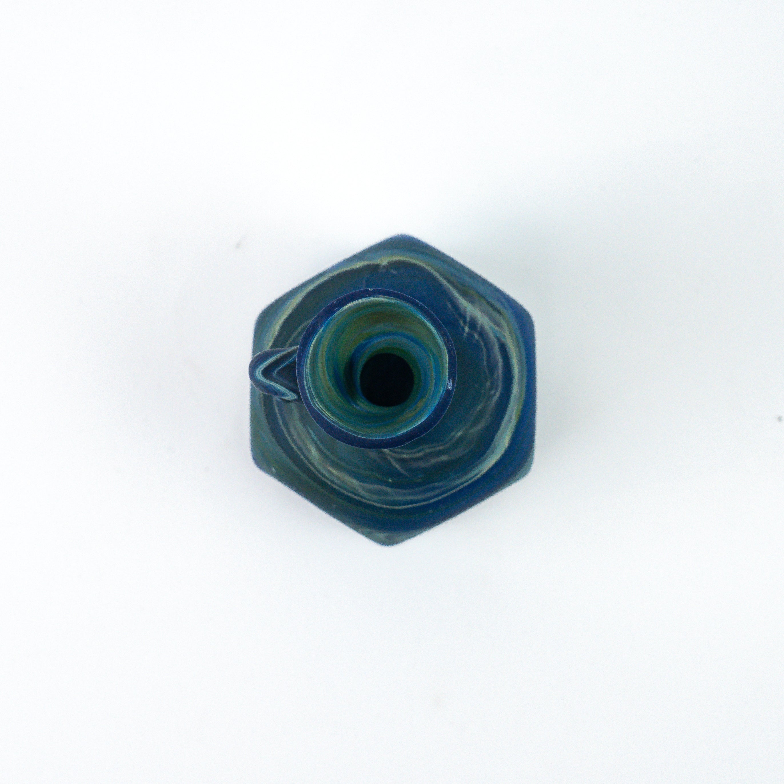Hebron Mini- Karaffe / Vase Blau – Recyceltes Glas & Handgeblasen