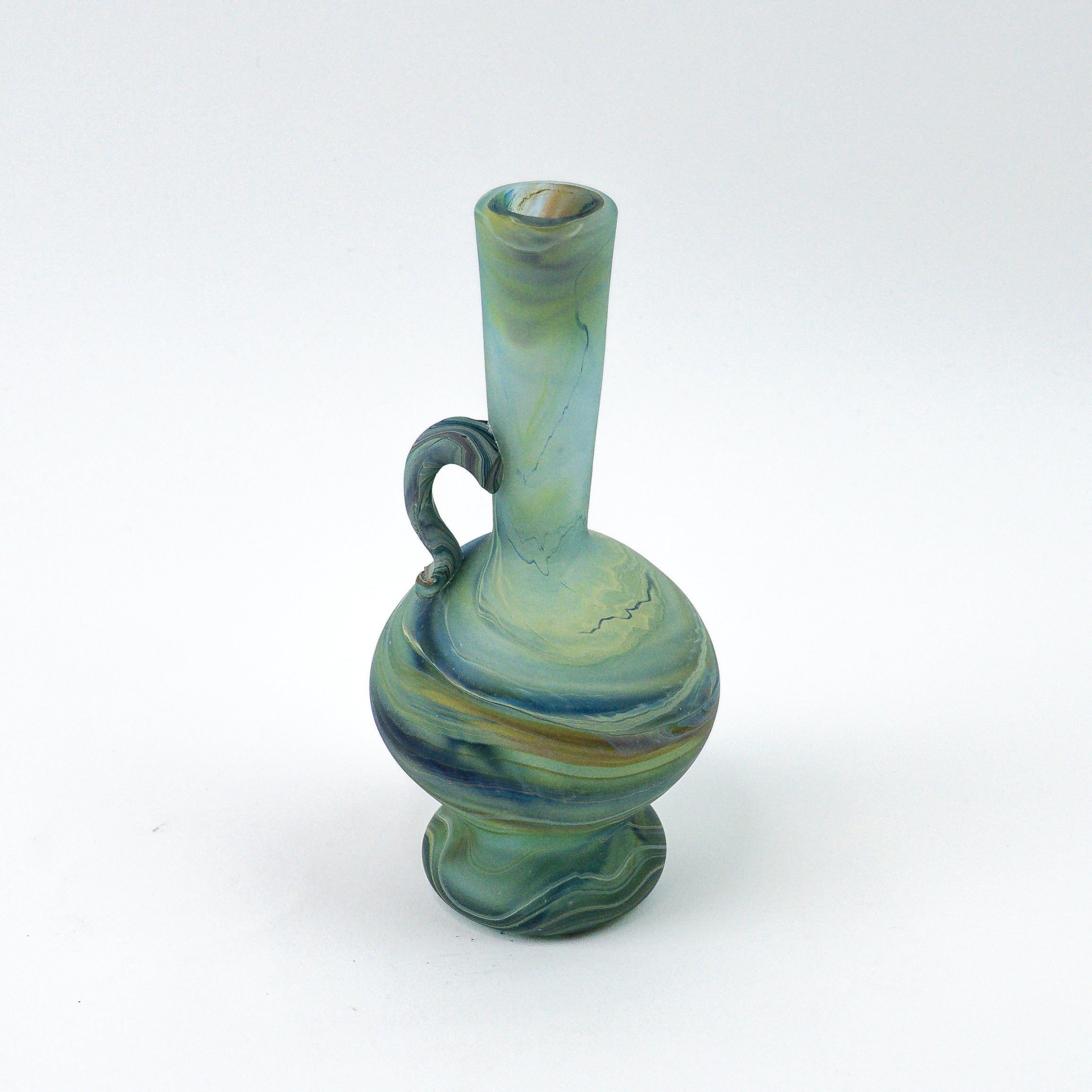 Hebron Mini- Karaffe / Vase Himmelblau – Recyceltes Glas & Handgeblasen