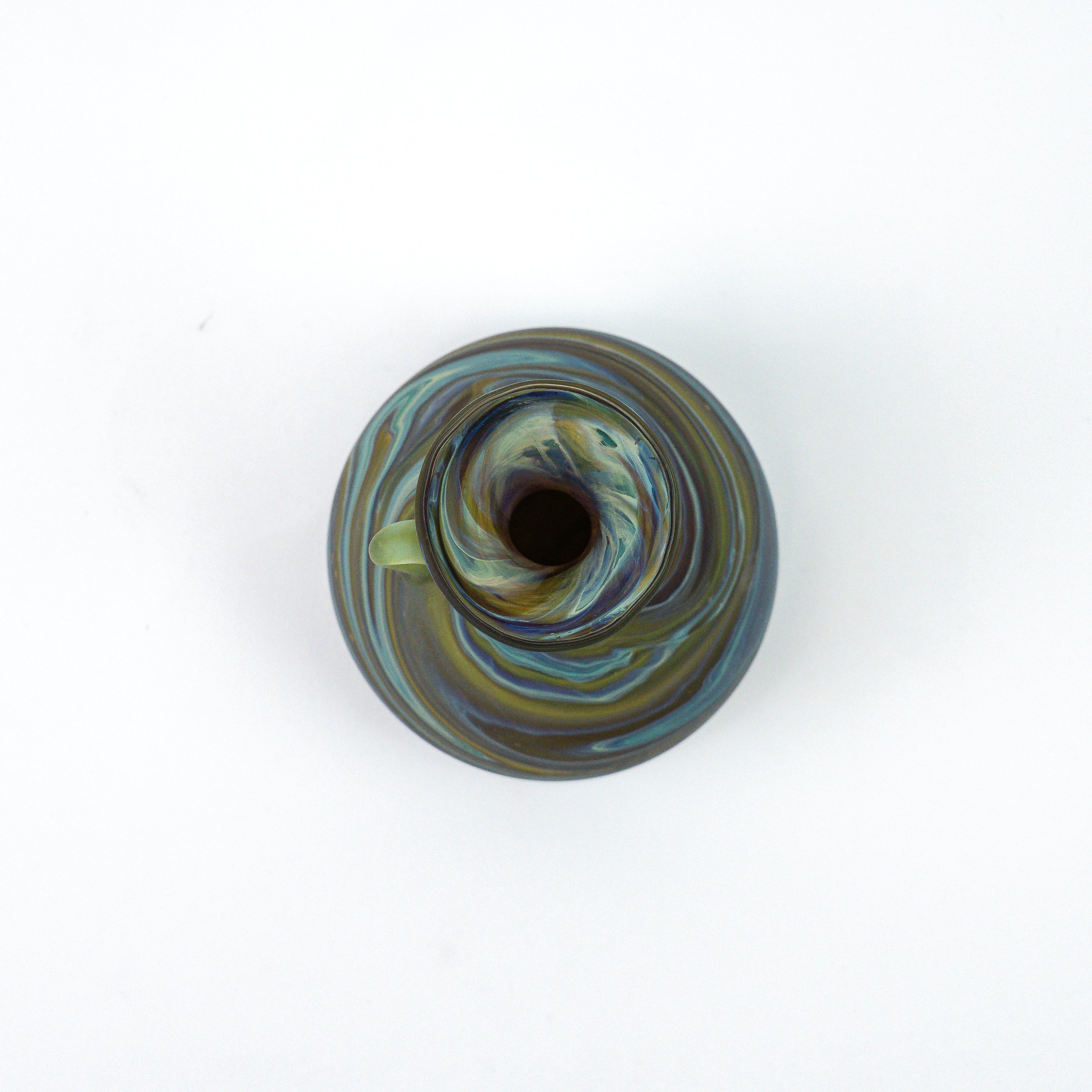 Hebron Mini- Karaffe / Vase Braun Blau – Recyceltes Glas & Handgeblasen