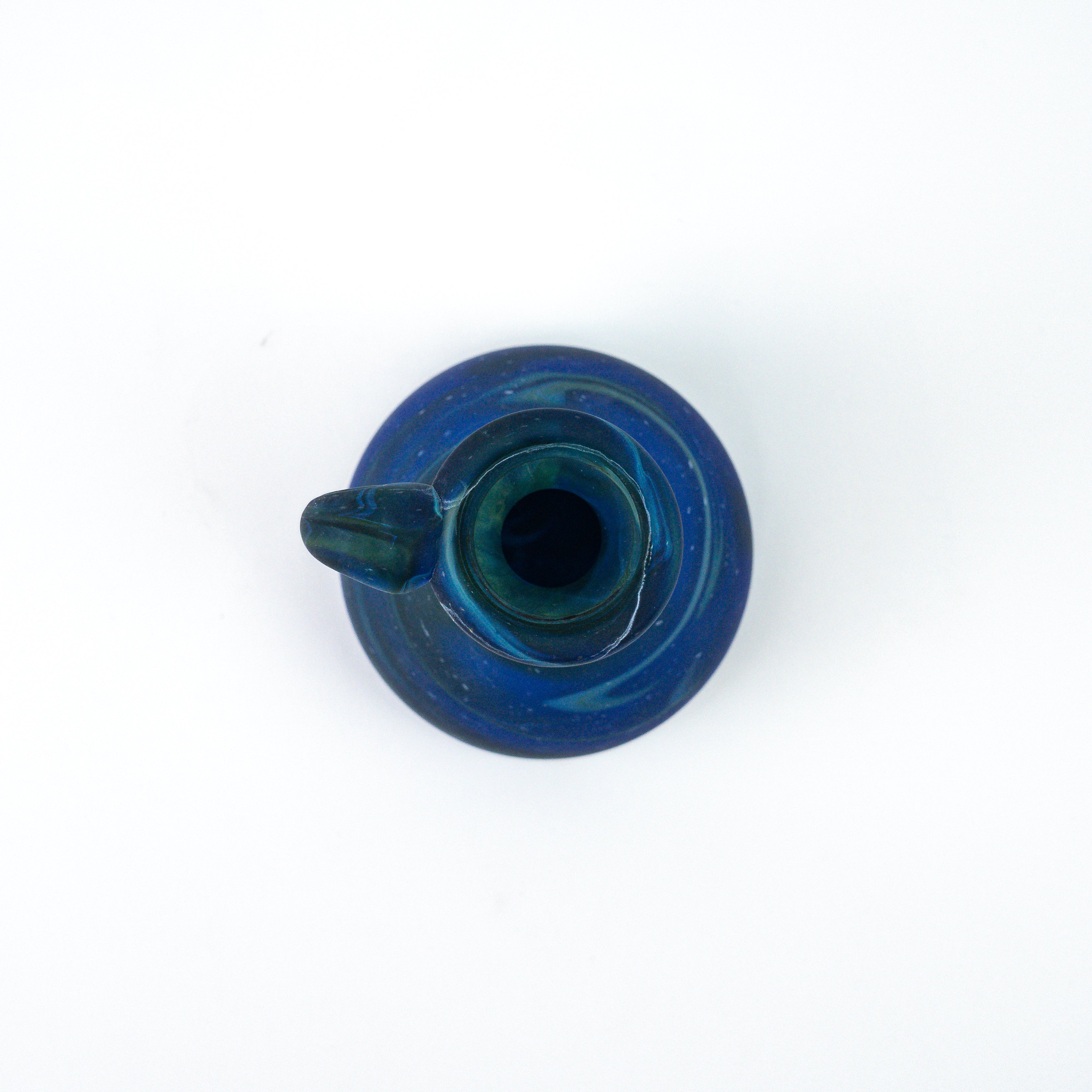 Hebron Mini- Karaffe / Vase Blau – Recyceltes Glas & Handgeblasen
