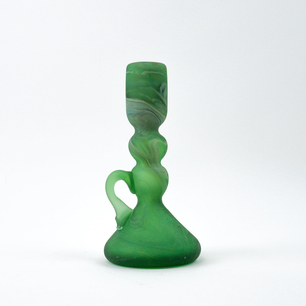 Hebron Mini Kerzenständer Grün – Recyceltes Glas & Handgeblasen