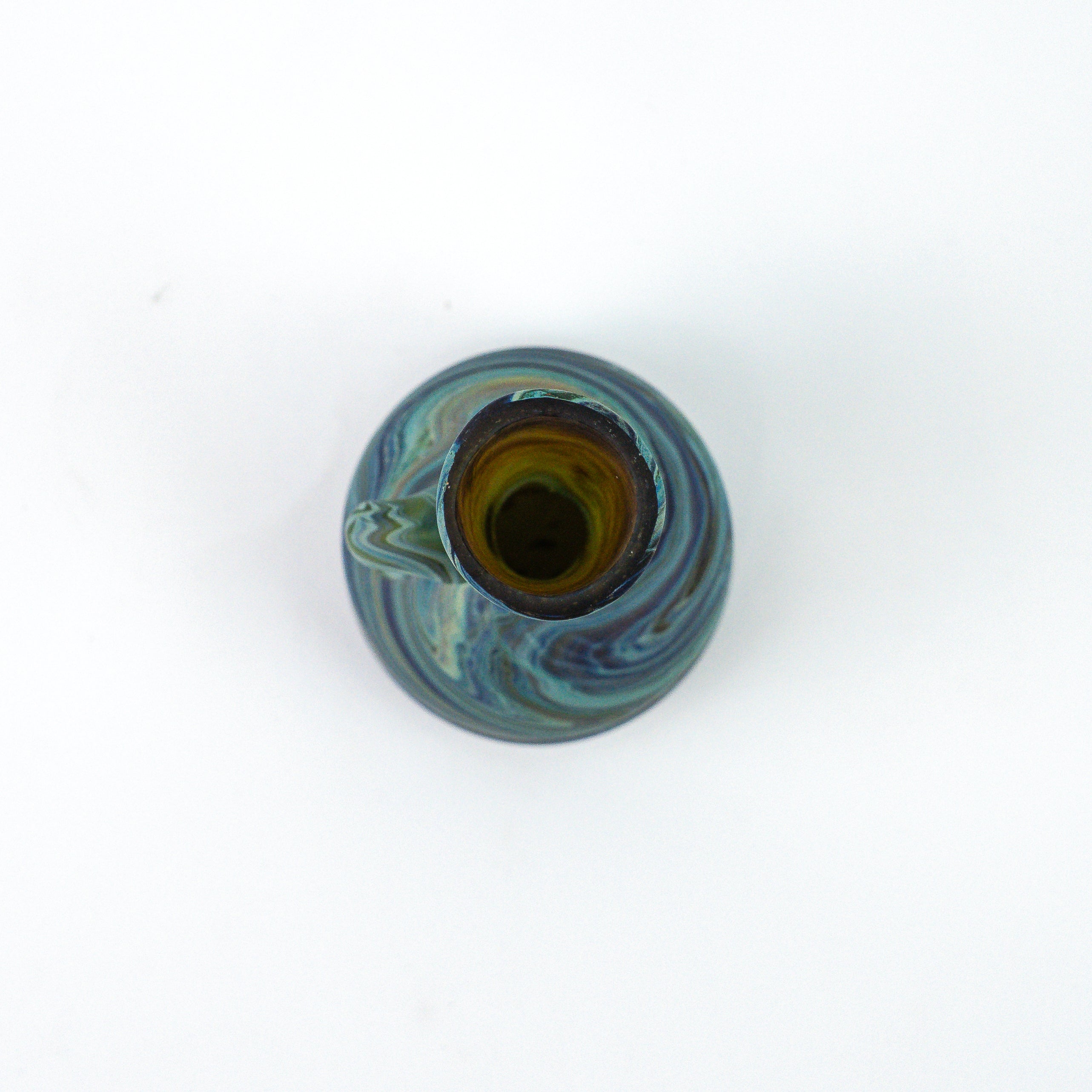 Hebron Mini- Karaffe / Vase Blau Braun – Recyceltes Glas & Handgeblasen