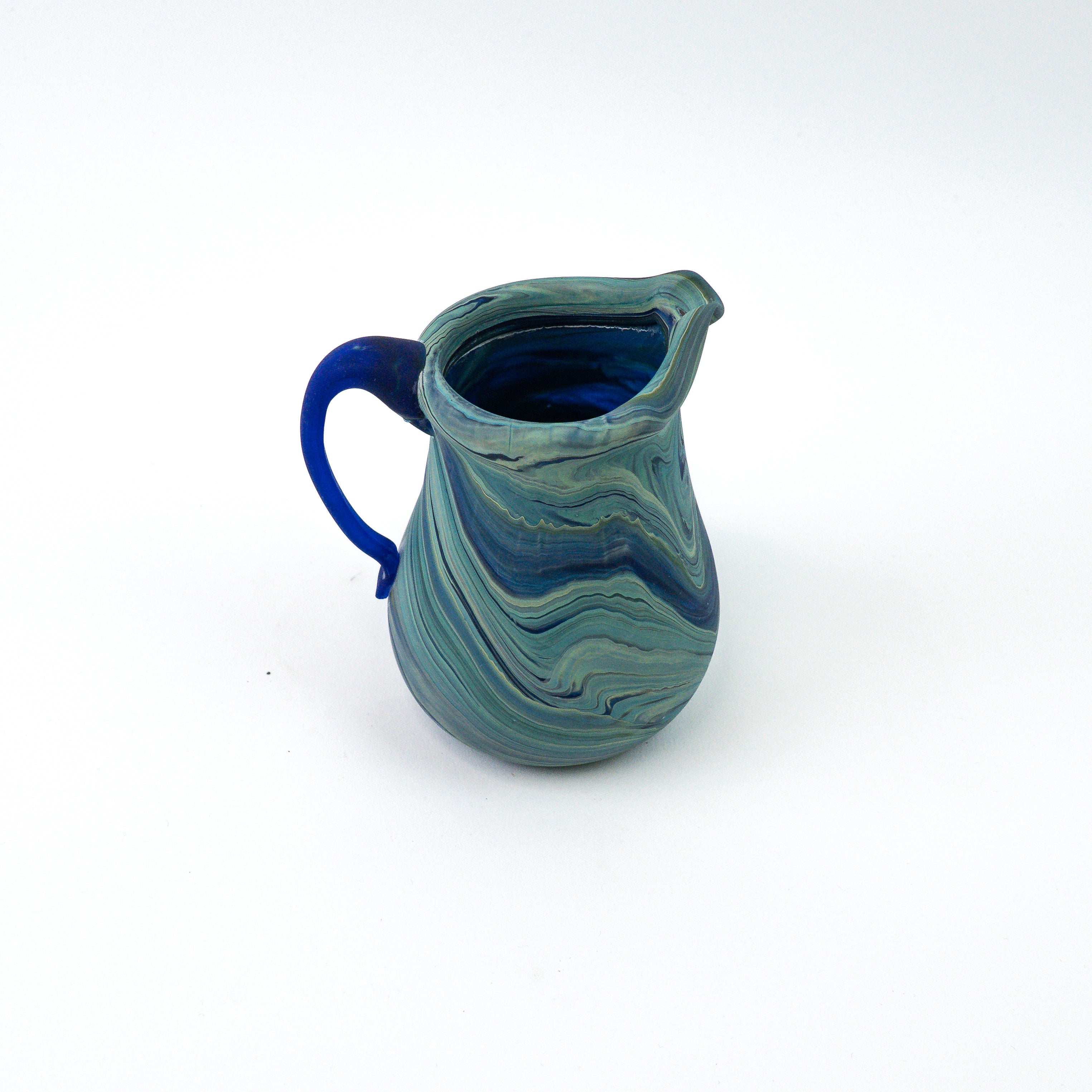 Hebron Mini- Karaffe / Vase Himmelblau – Recyceltes Glas & Handgeblasen