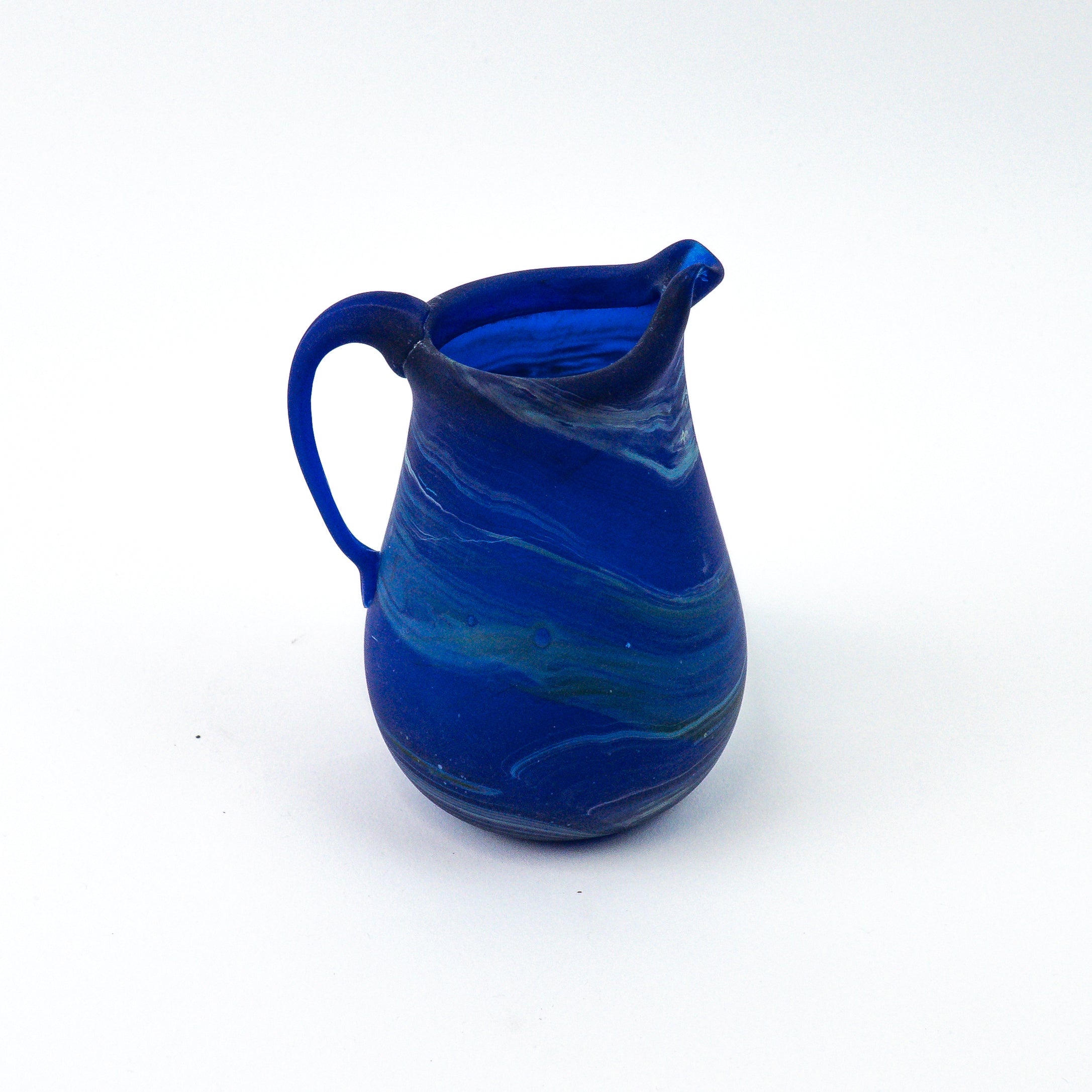 Hebron Mini- Karaffe / Vase Blau – Recyceltes Glas & Handgeblasen