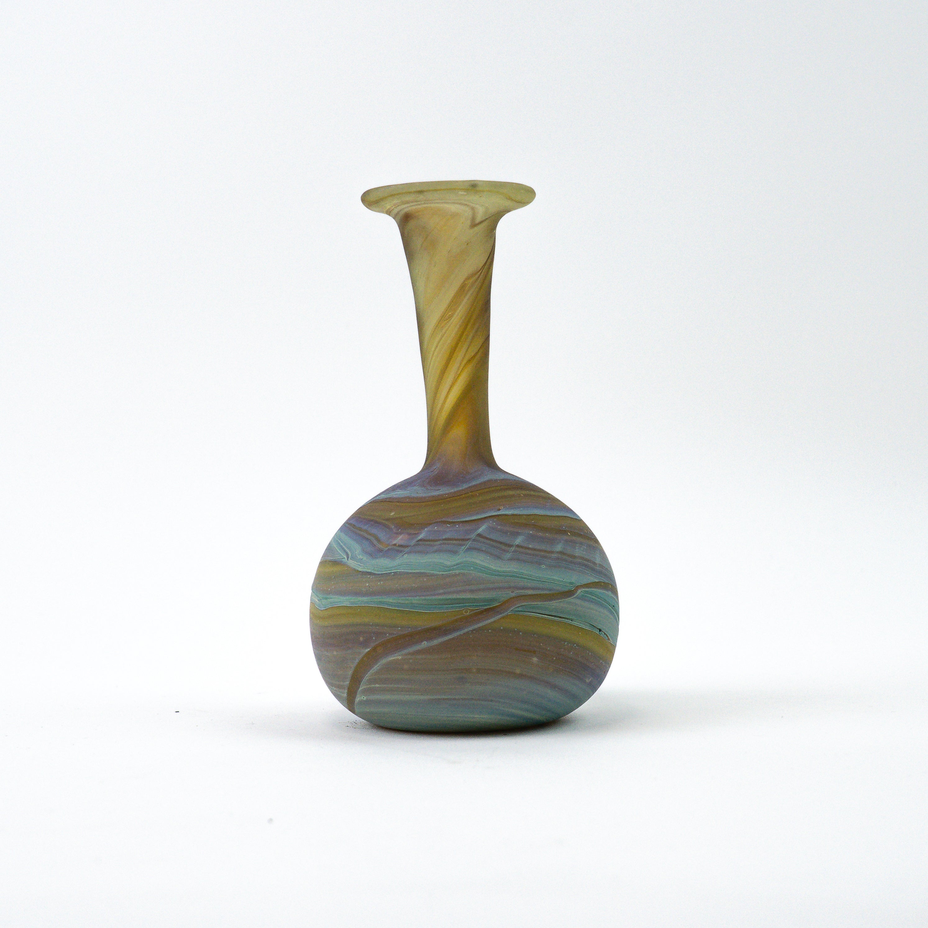 Hebron Mini Vase Braun Blau – Recyceltes Glas & Handgeblasen