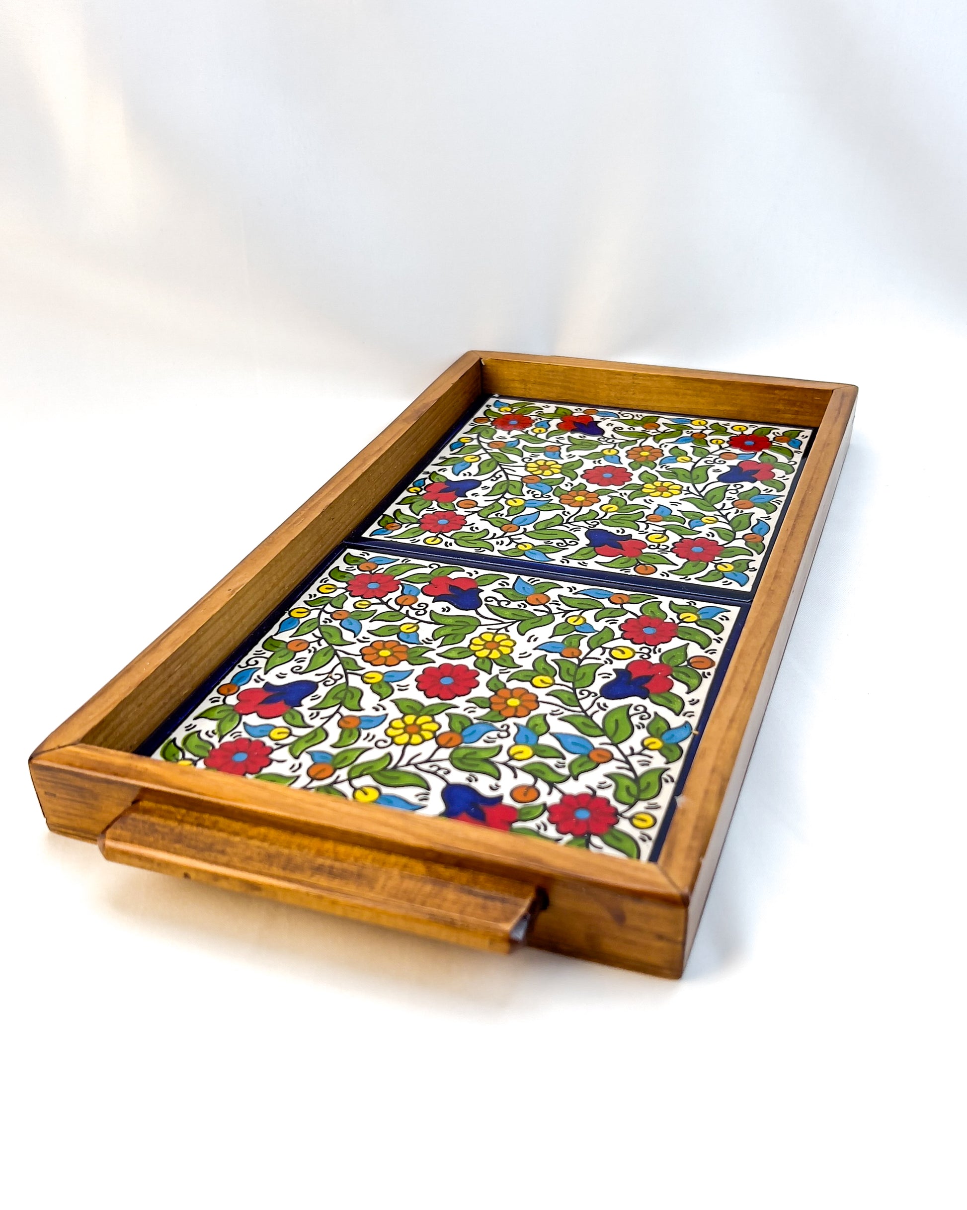 Olivenholz Servierplatte & Keramik Kunsthandwerksboden 17 x – - 31 cm cm Al-Byarah البَيّارةْ