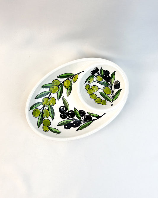 Keramik Kunsthandwerks- Olivenöl & Za'atar Teller aus Hebron