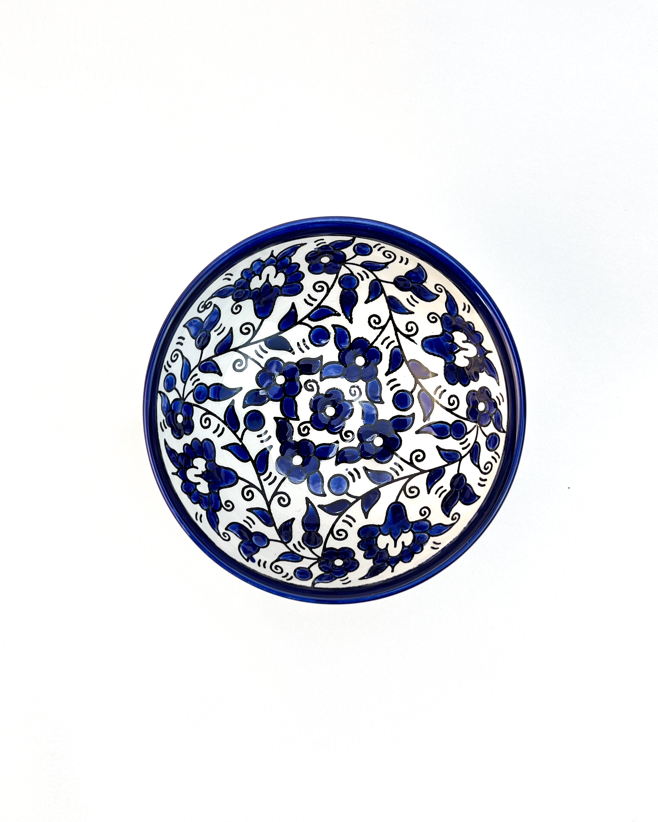 Keramik Kunsthandwerks-Schalen aus Hebron 15 cm - Blumen Blau